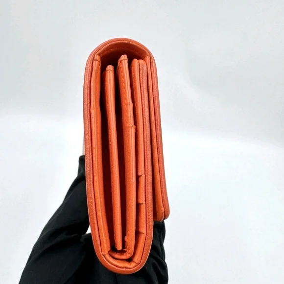 MCM Visetos Orange Canvas Long Wallet.
